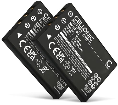 CELLONIC 2X Akku kompatibel mit Toshiba Camileo P10, P20, 084-07042L-066 | 1180mAh, 3.7V, Lithium-Ionen für Toshiba Camileo H20, S10, H30, P30, H10, Camileo Pro, Allegretto 5300, PDR-5300, PDR-T20