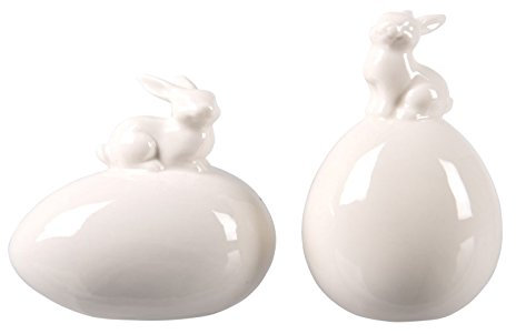 Kaemingk Porzellan Ei mit Hase 2er-Set