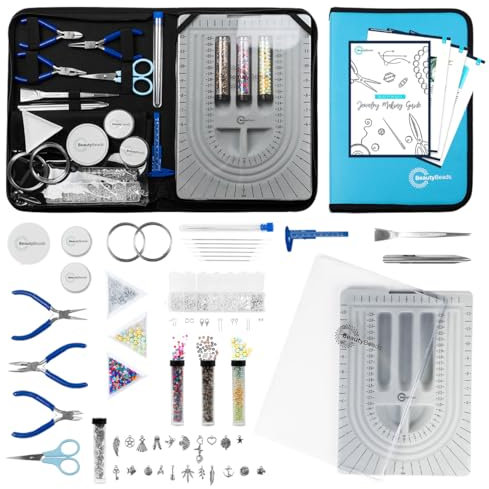 BeautyBeads Extended Jewelry Kit für Erwachsene mit Werkzeugen, Perlen und Anhängern - Schmuckherstellung und Reparatur von Armbändern/Ketten/Orbändern - mit Aufbewahrungsbeutel und eBook-Handbuch