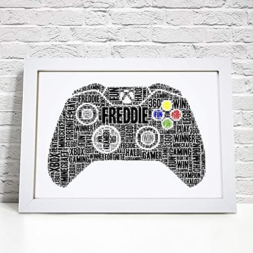 Personalised Xbox Controller Gaming Word Art Print - Boys Teenager Bedroom Gamer Wall Art Decor Picture Gifts - A5, A4 Poster, Prints & Framed