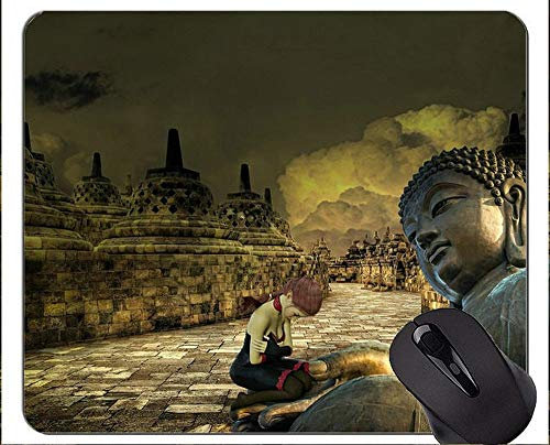YENDOSTEEN Gaming Mouse Pad Custom, Fantasy Buddha Gut und Böse rutschfeste Gummibasis Mousepad