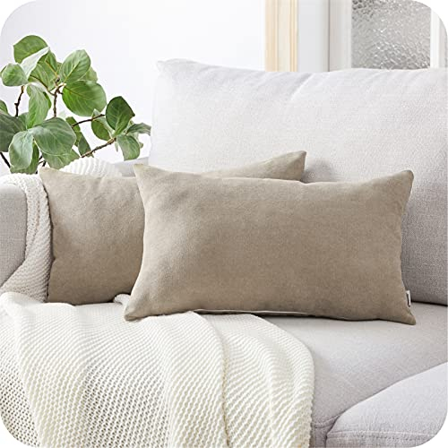 Topfinel Kissenbezug 40x60 cm Khaki 2er Set Deko Wohnzimmer Flauschig Chenille Kissenbezüge Kissenhülle Sofakissen Dekokissen Kuschelkissen Zierkissen Für Sofa Bett Garten Balkon Schlafzimmer