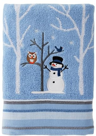 SKL Home Badetuch mit Schneemann-Motiv, für Weihnachten, Geschenk, Blau