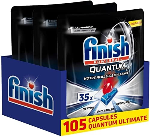 Finish Pastilles Lave-Vaisselle Powerball Quantum Ultimate - 105 Tablettes Lave-Vaisselle