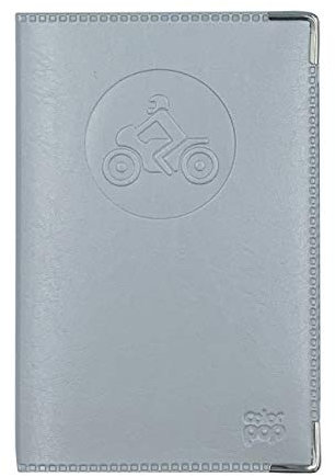 COL Porte Papier Moto Gris Argent adapté Nouveau Format permis de Conduire étui Carte Grise Assurance Fabrication Française
