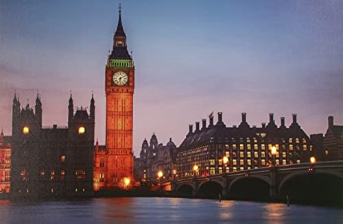 JANDEI - Dekoratives Bild mit LEDs (verschiedenen Bilder) (Big Ben 60x40). Perfekt für Wohnzimmer, Schlafzimmer, Büro, Haus.