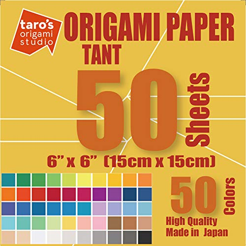 Taro's Origami-Studio: TANT Standard 15,2 cm, doppelseitig, 50 Farben, 50 Blatt, quadratisch, leicht zu falten, hochwertiges japanisches Papier für Origami-Künstler vom Anfänger bis zum Experten