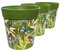 Hum Flowerpots, 22cm Set of 3, Various Patterns Colours and Sizes, Indoor/Outdoor Plastic Plant Pots, Green Butterfly Palm