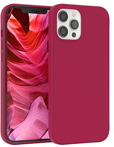 EAZY CASE Premium Silikon Handyhülle kompatibel mit iPhone 12 Pro Max Slimcover mit Kameraschutz und Innenfutter, Silikonhülle, Schutzhülle, Bumper, Handy Case, Hülle, Softcase, Beere