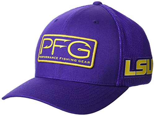 Columbia Collegiate PFG Netzhaken Ballkappe, Unisex-Erwachsene, Cap, Collegiate PFG Mesh Hooks Ball Cap, LSU - Vivid Purple, Large-X-Large