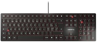 CHERRY KC 6000 SLIM, Clavier au design ultra-plat, Disposition suisse (QWERTZ), filaire (port USB-A), Touches silencieuses, Marquage durable, Noir