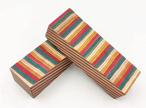 Aibote 1 Pair Color Wood Knife Handles Material Slabs Scales Handle Parts Grips Knives Custom DIY Tools for Knife Jewelry Pen Handicrafts Making(125x40x30mm) (Festival)
