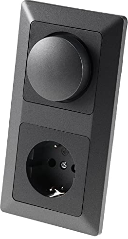 ChiliTec LED Dimmer Steckdose MILOS Kombi Unterputz für dimmbare LED-Leuchtmittel, 2-fach Rahmen Anthrazit