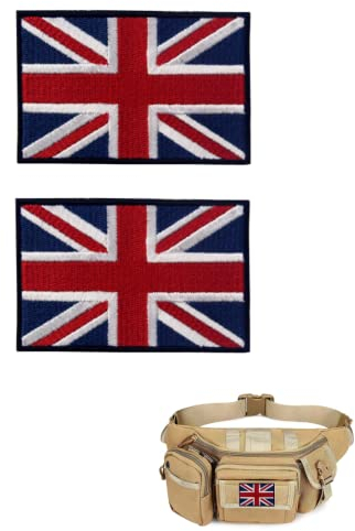 2 Stück taktischer Aufnäher mit britischer Union Jack-Flagge, bestickt, UK-Flagge, Klettverschluss, für militärische Patches, Jacken, Jacken, Logo, Blau und Rot