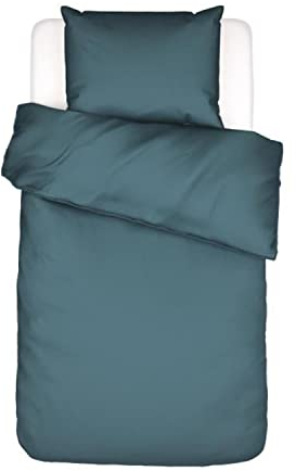 ESSENZA Bettwäsche Minte Denim, 135x200 + 1x 80x80 cm - 100% Baumwollsatin 300TC - Uni