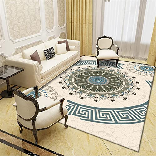 Kunsen Teppich Dekoration Wohnzimmer Schlafzimmer-Esszimmer-Teppich-blaues Graues Abstraktes Geometrisches Druck-Rechteck-modernes Kundengerechtes Wohnzimmer deko 120X160CM