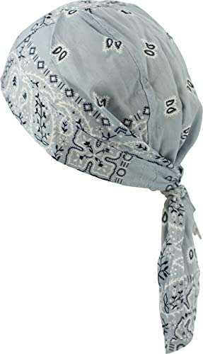 fashionchimp Zandana aus 100% Baumwolle, Bandana-Kopftuch, Bikertuch für Damen und Herren, Muster-Print (Grau Paisley)