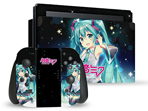 Head Case Designs Offizielle Hatsune Miku Nachthimmel Grafiken Vinyl Haut Gaming Aufkleber Abziehbild Abdeckung kompatibel mit Nintendo Switch Console & Dock & Joy-Con Controller Bundle