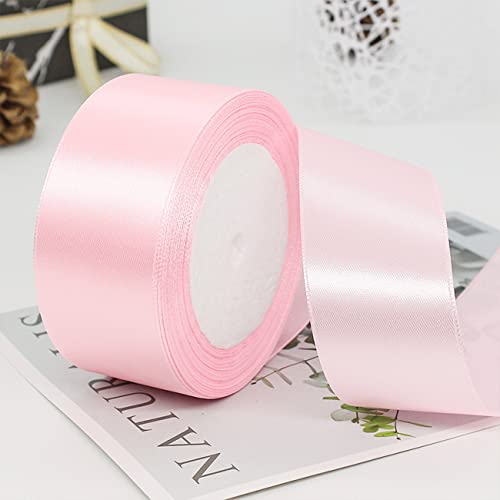 Ainmto 22m X 38mm Rosa Satinband,2 Rollen Hellrosa Schleifenband,Dekoration Bänder,Geschenkband Breit,Stoffband für Hochzeit