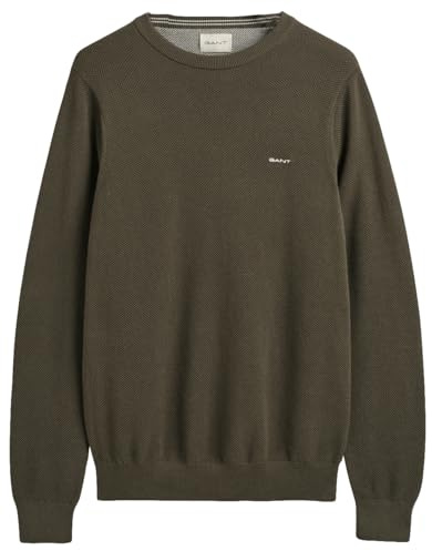 Gant Herren Cotton Pique C-Neck Pullover, Juniper Green, XL EU