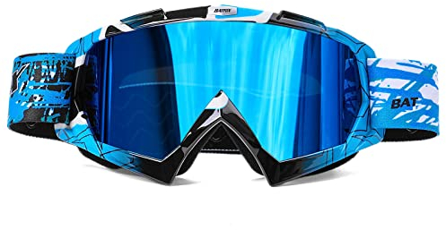 KINGBIKE Motocross Brille Mtb Brille Dirt Bike ATV Crossbrille goggle Sicherheit Tactical Riding Motorradbrillen für Herren Damen Jugend Fit ÜBer Brille (Blau-blau, Erwachsene)