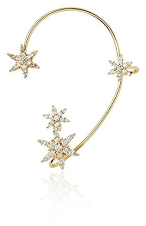 BSLVWG Ohrringe für Frauen,2 PCS Nicht-Piercing Nette zierliche Cubic Zirkonia Wrap Crawler Knorpel Schneeflocke Ohr Manschetten Kletterer Ohr Knochen Haken Clip Ohrringe Schmuck (Gold)