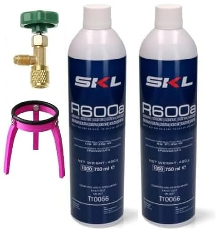 2 bombona R600A R600 420 g + grifo salida 1/4 M – Frigorífico congelador bodega bodega