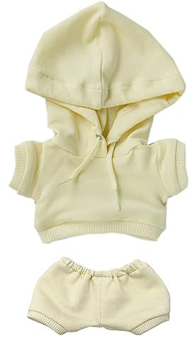 niannyyhouse 20cm Plüsch Puppe Kleidung Elastische Solide Sportbekleidung Anzüge Hoodie Hosen Weiche Gefüllte Plüschtier Dress Up Zubehör (Beige, 20cm)