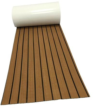 Kisangel Boat Floor Mat Non-slip Eva Synthetic Teak Deck Cushion 45x240cm Marine Flooring Pad Shockproof Anti-slip Yacht Decking Mat for Boat and Yacht Decoration