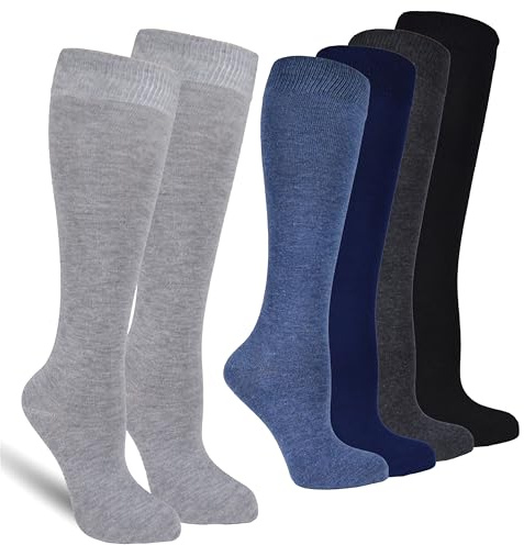 Socked Herren Kniestrümpfe (6x Paar) Baumwolle Uni Karo lange hohe Socken kniehoch Mehrfarbig