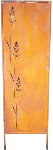 KUHEIGA Edelrost Stele Schilfgras, Höhe: 162cm, Deko-Stele Garten, Sichtschutz Edelrost