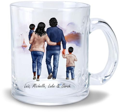 Kiwistar Taza de cristal transparente – Mejores amigos – Familia Baby – Personalizada con texto personalizado – personalizarlo tú mismo – Personalizar tazas – con nombre – Taza con diseño