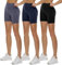 TNNZEET 3er Pack Radlerhose Damen High Waist Sommer Shorts Blickdicht Kurze Sporthose Leggings Hotpants Unter Kleider für Sport Yoga(Dunkelgrau/Marineblau/Schwarz, L-XL)