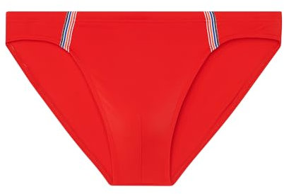 HOM Slip de Bain Micro Nautical Cup Swim Briefs, Rouge Ruban rayé, L Men's