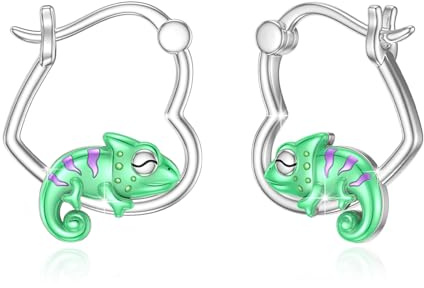 SOESON Chamäleon Tier Ohrringe Creolen Ohrringe 925 Sterling Silber Niedliche Tier Ohrringe Schmuck Geschenke für Damen Mädchen