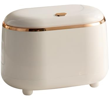 dabinzhijia Mini Papelera Escritorio, Cubo de Basura con Tapa, Mini Bote de Basura de Escritorio, Papelera Pequeña para Cocina, Baño, Oficina, Tocador (White)