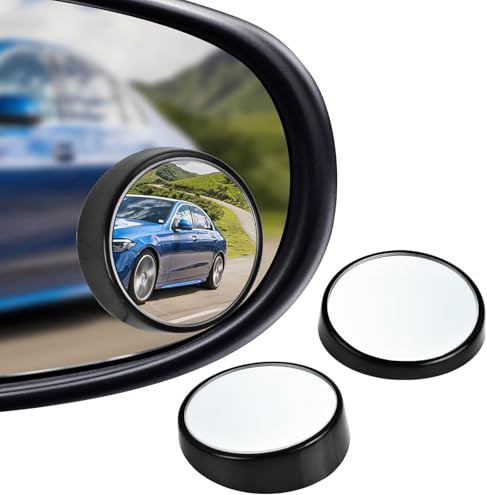 KEWAYO Toter Winkel Spiegel,2 Stück 360° Verstellbar HD Konvex Spiegel,Rückspiegel mit gerahmtem,Selbstklebende Blindspiegel für Autos, LKWs, SUVs, Fahrschulspiegel (Schwarz)