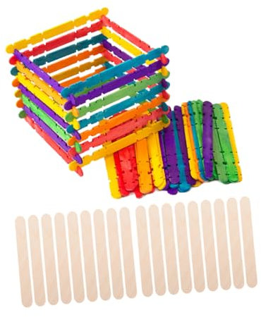 SHINEOFI 100St Eisstock aus Holz Eisstiele aus Holz farbige Eisstiele zum Basteln Wachsstäbe Mini-Eis am Stiel Bastelstöcke kleine Eisstiele Holzstäbchen zum Basteln Eis am Stiel, Masse