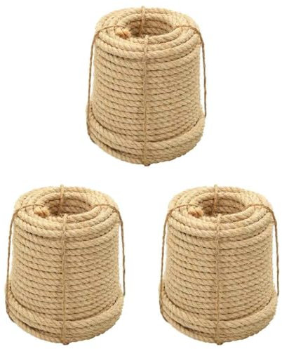 vidaXL Sisalseil 3 STK., Sisal Seil für Kratzbaum Kratzturm Kratzbrett, Kratzbaumseil für Katzen, Kratzseil Katzen Kratz Seil Katzenzubehör, 14 mm
