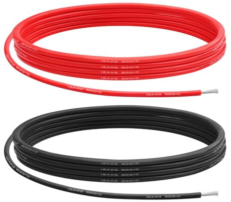 16 Gauge Silicone Wire, 16 AWG Electrical Cable 5M(2.5m Red & 2.5m Black)Soft & Flexible 252 Strands of 0.08 mm Tinned Copper High Temperature Resistant Wire for Arduino Projects/RC Cars/Boat/Drones