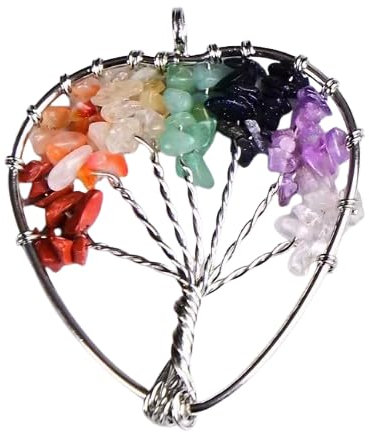 AUOU 1 pietra naturale con albero della vita, quarzo rosa colorato per fare un ciondolo regalo