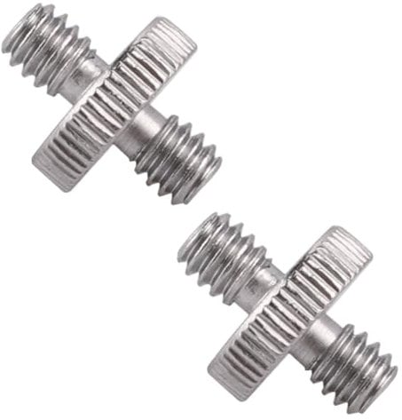 PMTFUMY 2 Pcs 1/4 Camera Adapter Screw, Male Threaded Tripod Screw Adapter Metal Double Head Stud for Cameras, Shoulder Rigs, and Light Stands