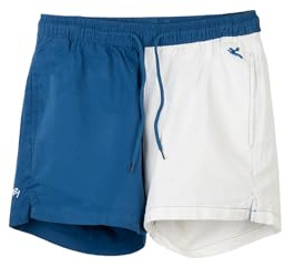 Rydale Men's Cotton Shorts Elastic Waist Casual Summer Drawstring Rugby Shorts (UK, Waist, 30, Regular, Regular, Blue/White)