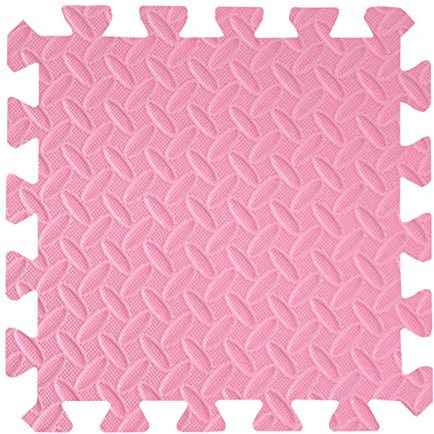 KUANGGE 12 ineinander greifende Trainingsmatten aus Schaumstoff mit Rand, Puzzlematte, Bodenmatte, Teppichfliesen, weiche, Dicke Teppiche, Trainingsspielmatte für Fitnessgeräte, 30,5 x 30,5 cm, Rosa