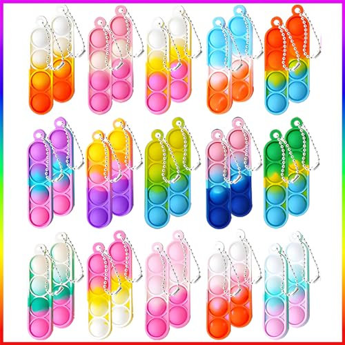 COYUN 30PCS Mini Pop Push It Fidget Jouet Porte-clés, Coloré Silicone Squeeze Pop Bubble Fidget Bulk Jouets Sensoriels,pour Enfants Adultes Petits Cadeaux Anniversaire