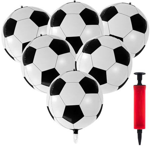 ZMDMAH Palloncini di Calcio, 6 pezzi Palloncini Foil Calcio, Palloncini Calcio Gigante, Decorazioni per Feste di Calcio per Bambini Compleanno Coppa del Mondo Tema Sportivo