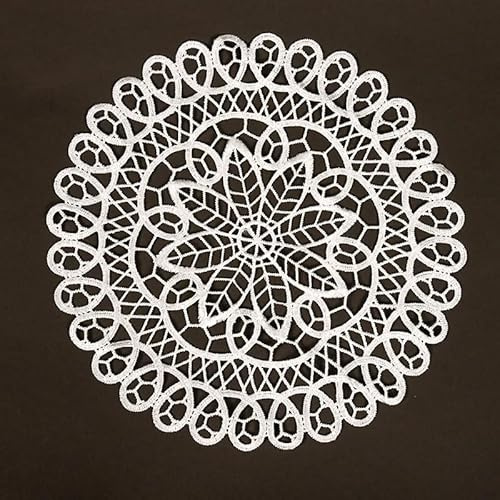 YKAFADE 4 Stück 20cm Runde Bestickte Tischmatte, Spitzendeckchen Handarbeit Geklöppelt Weiße Häkeldeckchen Tischdecke Untersetzer Spitze Tischläufer für Küche, Esszimmer,Party Hochzeit Heimdekoration