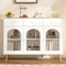 Jaxenor Sideboard mit Schubladen, Wohnzimmerschrank für Schlafzimmer, Sideboard Schlafzimmer mit 3 Schubladen und 3 Gewölbten Türen mit Gehärtetem Glas, Weiß