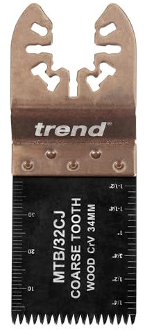 Trend Universal Coarse Tooth CrV Japanese Multi-Tool Saw Blades, 34 mm, For Fast Cutting in Wood, Plastics and Plasterboard, 5 Pack, MTB/32CJ