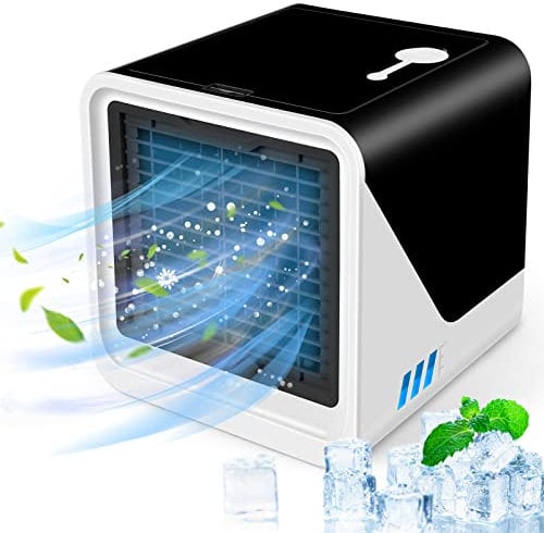 Portable Air Conditioner, Compact Air Conditioning Fan for Car, Personal Room Mini Air Cooler, 3-in-1 Air Conditioner Purifier and Humidifier, Fresh Air Cooling Desk Fan for Home Office Dorm Outdoor